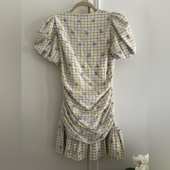 Zara Yellow and Purple Checkered Midi Dress - Picture 3 of 3